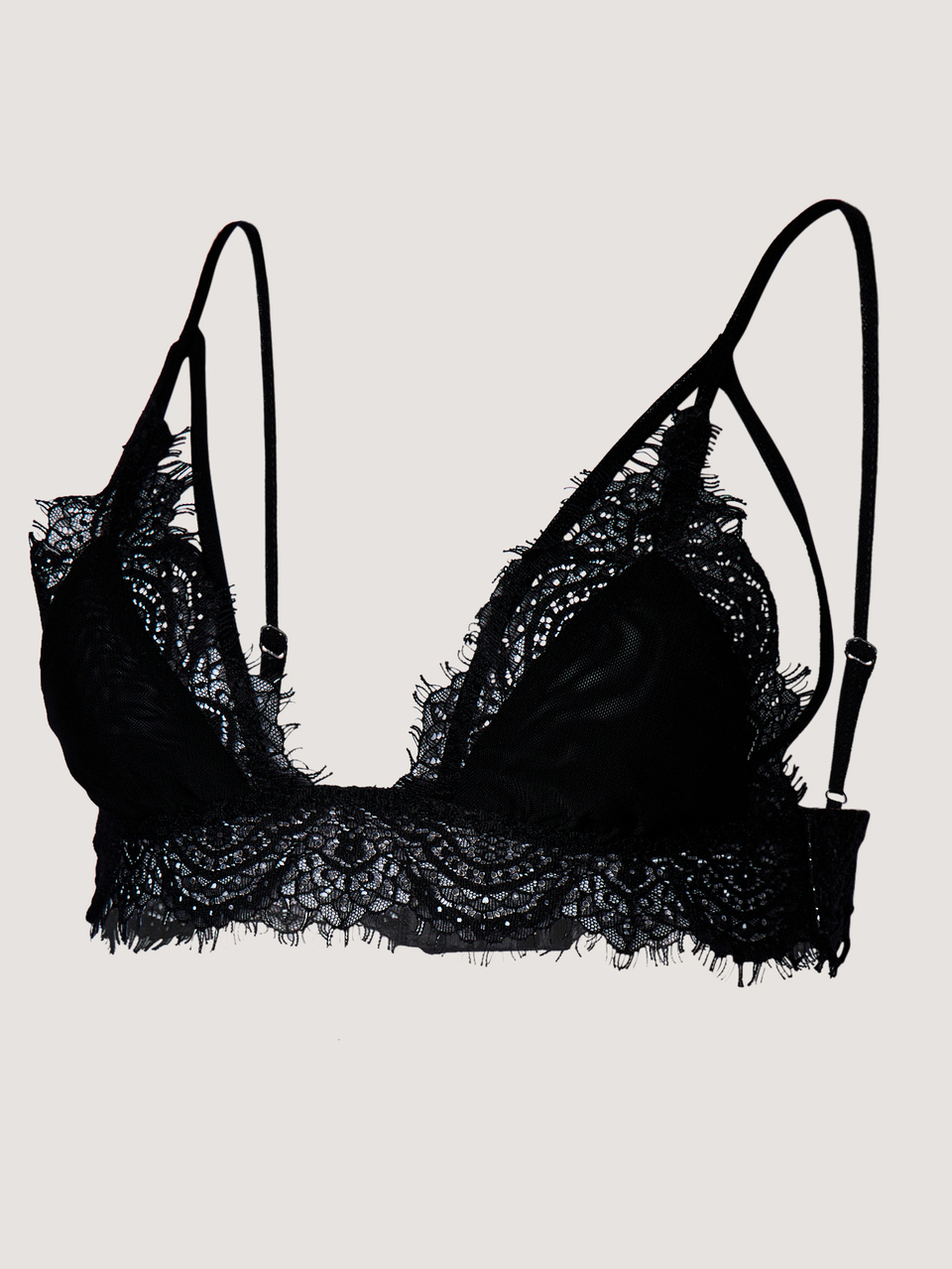 KIZN Lace Triangle Bralette With Eyelash Trim