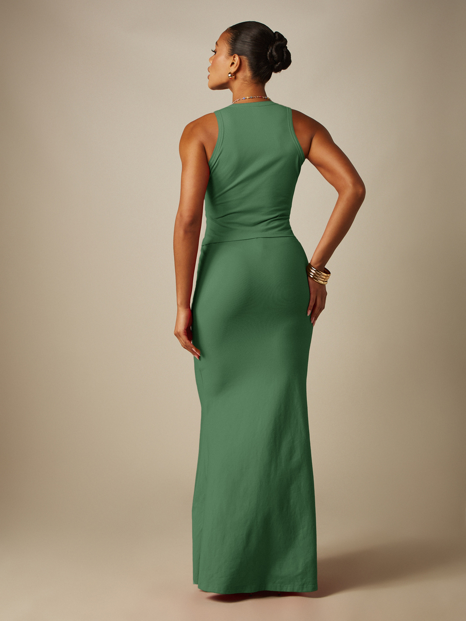 MISSGUIDED Sleeveless Button Front Top And Maxi Skirt With Elasticated Waistband Bodycon Silhouette Floor Length Flared Hem Summer Holiday Vacay Style