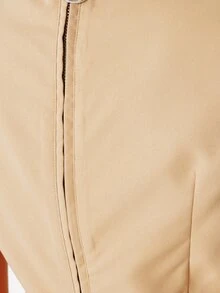 Pimkie Edition Women's Solid Color Stand Collar Casual Versatile Daily Wear Top - Coffee Brown - View 5