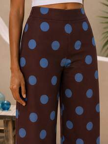 Zerodot Women Brown Polka Dot Pants Casual Daily Fall Pre Fall - Brown - View 5