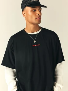 PLAYBOY X SUMWON Subversive Luxury Oversized Crew Neck Graphic Back Print Short Sleeve T-Shirt - Black - View 4