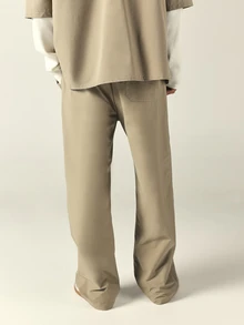 SUMWON Wide Leg Casual Pants With Zip Pocket Detail And Relaxed Fit Perfect For Everyday Streetwear Spring Summer Outfits - Khaki - View 2