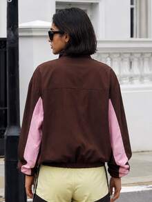 Zerodot Jaket Atletik Wanita Warna Cokelat Kasual untuk Sehari-hari di Musim Gugur dan Pra-Musim Gugur - Coklat - View 8