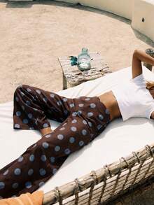 Zerodot Women Brown Polka Dot Pants Casual Daily Fall Pre Fall - Brown - View 1