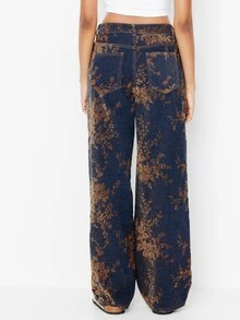 Pimkie Edition Women's All-Over Print Casual Versatile Daily Wear Denim Jeans With Pockets - Multicolor - View 2