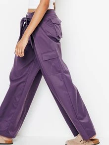 Pimkie Edition Women's Solid Color Casual Versatile Daily Wear Long Pants - Purple - View 4