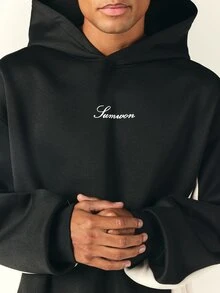 SUMWON Samwon Oversized Color Block Hoodie With Embroidered Logo Script Pullover Contrast Panel Long Sleeve Hood Fall Winter Casual Streetwear - Multicolor - View 6