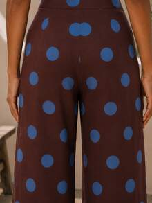 Zerodot Women Brown Polka Dot Pants Casual Daily Fall Pre Fall - Brown - View 2