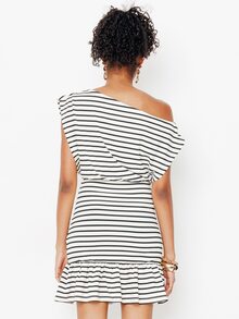 Pimkie Edition Women's Asymmetrical Neck Striped Casual Daily Short Dress - Multicolor - View 2