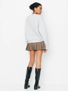 Pimkie Edition Sweatshirt Lengan Panjang Wanita Warna Polos Kerah Bulat Kasual Serbaguna untuk Pemakaian Sehari-hari - Grey - View 4