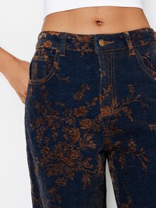Pimkie Edition Women's All-Over Print Casual Versatile Daily Wear Denim Jeans With Pockets - Multicolor - View 3