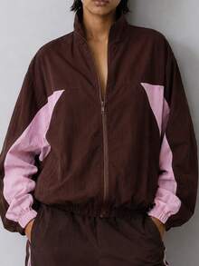 Zerodot Jaket Atletik Wanita Warna Cokelat Kasual untuk Sehari-hari di Musim Gugur dan Pra-Musim Gugur - Coklat - View 7