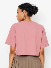 Pimkie Edition Kaos Lengan Pendek Wanita Warna Pink dengan Motif Grafis, Pakaian Kasual Sehari-hari - Dusty Pink - View 2