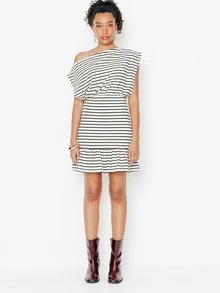 Pimkie Edition Women's Asymmetrical Neck Striped Casual Daily Short Dress - Multicolor - View 5