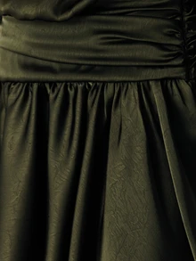Pimkie Edition Women's Asymmetrical Neck Pleated Casual Short Dress For Daily Wear In Summer - Dark Green - View 4