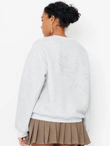 Pimkie Edition Sweatshirt Lengan Panjang Wanita Warna Polos Kerah Bulat Kasual Serbaguna untuk Pemakaian Sehari-hari - Grey - View 1