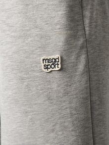 MISSGUIDED Celana Sweat Fleece Kaki Lebar dengan Pinggang Tinggi Bertali Serut, Saku Tempel, dan Detail Lencana Logo, Panjang Penuh - Light Grey - View 4