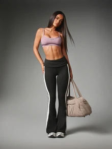 MISSGUIDED Logo Scoop Neck Sports Bra With Thin Straps Padded Slip-On Bralette Style Active Crop Top Summer Gym Essential - Dusty Purple - View 4