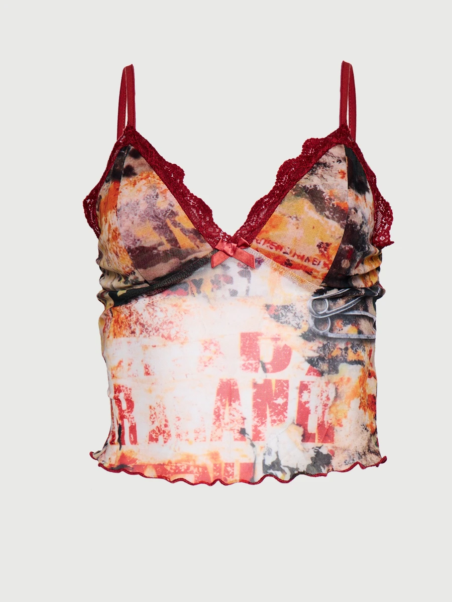 SUMWON WOMEN Style Mesh Cami Crop Top With Lace Trim V-Neck Spaghetti Straps Leopard Graphic Print Summer Festival Top - Multicolor - View 1