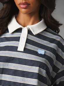 MISSGUIDED 條紋短版長袖 Polo 上衣，翻領設計，附 Logo 貼布飾，適合春季休閒外出 - 彩色 - 查看 5