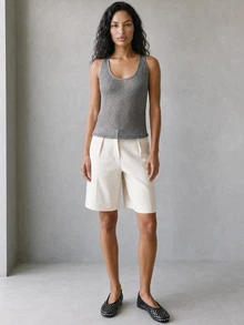 Rouah Womens Knitted Vest Top - Autumn Top, Semi Sheer Top, Knitted Autumn Top, Fall Top - Grey - View 3