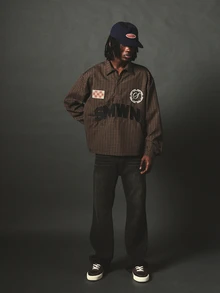 SUMWON Oversized Checked Shirt With Applique Logo Patches Long Sleeve Collared Button-Front Woven Top Fall Winter Streetwear - Multicolor - View 3