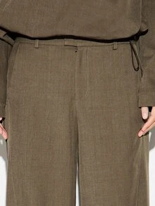 KIZN Pantalones de vestir de pierna ancha de cintura alta, pantalones de corte de largo completo, pantalones tejidos de estilo casual elegante para oficina y trabajo, otoño e invierno - Gris Oscuro - Ver 4