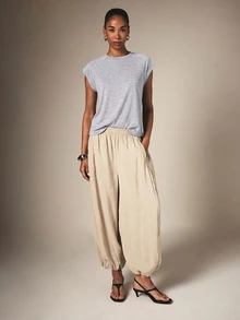 KSTM Heathered Cap Sleeve Crew Neck Top With Raglan Seam Detail - Casual Everyday Summer Essential Relaxed Fit Jersey Tee - Grey - View 5
