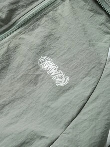 SUMWON Oversized Windbreaker Jacket With Full Zip Closure Elastic Cuffs Side Stripe Detail And Small Chest Logo Perfect For Spring Autumn Casual Wear - Grey - View 5