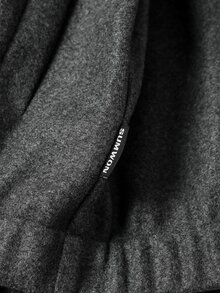 SUMWON Wool Blend Hooded Bomber Jacket With Full Zip Closure Welt Pockets Ribbed Hem And Cuffs Oversized Fit For Fall Winter - Dark Grey - View 7