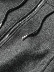 SUMWON Wool Blend Hooded Bomber Jacket With Full Zip Closure Welt Pockets Ribbed Hem And Cuffs Oversized Fit For Fall Winter - Dark Grey - View 6