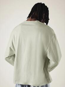 SUMWON Camiseta de manga larga con cuello redondo, corte corto y holgado, hombros caídos, estilo relajado, esencial casual para uso diario en todas las estaciones - Gris - Ver 2