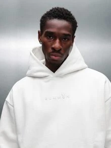 PLAYBOY X SUMWON هودي سويتشيرت بقصة كروب فضفاضة مع رسمة أرنب كريستال حجر راين على الظهر وتطريز شعار بلون متناسق على الصدر، ملابس شارع للخريف والشتاء - أبيض - مشاهدة 3