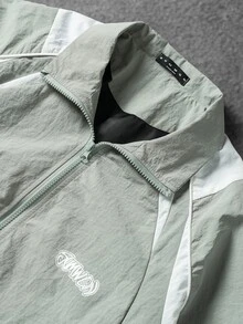 SUMWON Oversized Windbreaker Jacket With Full Zip Closure Elastic Cuffs Side Stripe Detail And Small Chest Logo Perfect For Spring Autumn Casual Wear - Grey - View 8