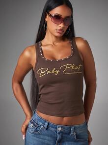 BABYPHAT SDBP995 - STUD DETAIL RIB VEST - Chocolate Brown - View 2