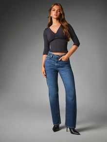 MISSGUIDED Crop Top Leher V dengan Detail Kerut di Bagian Dada dan Lengan 3/4 yang Pas di Badan, Detail Kerut yang Elegan, Serbaguna, Cocok untuk Acara Malam Hari, Musim Semi dan Musim Panas. - Hitam - View 5