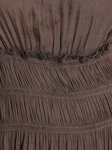 KSTM Sleeveless Satin Midi Dress With Smocked Cinched Waist Ruffle Trim And Pleated Flowing Skirt Perfect For Wedding Guest And Events - Grey - View 6