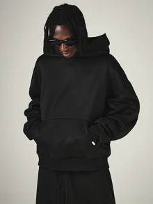 SUMWON Society International Oversized Pullover Hoodie With Large Back Graphic Print Cross Motif Stars Long Sleeve Fall Winter Streetwear - Black - View 2