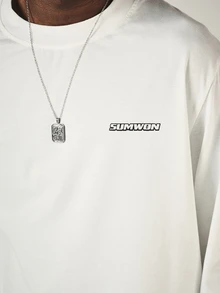 SUMWON Racing Graphic Long Sleeve Oversized Crew Neck Tee With Full Back Multi-Color Print And Chest Logo Detail - White - View 5