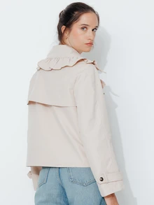 Pimkie Edition Jaket Lengan Panjang Wanita Warna Polos Kasual Serbaguna untuk Sehari-hari - Khaki - View 2