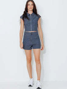 Pimkie Edition Summer Casual Plaid Top And Shorts Set - Multicolor - View 3