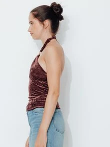 Pimkie Edition Atasan Wanita Model Halter Neck dengan Desain Potongan - Coklat - View 4
