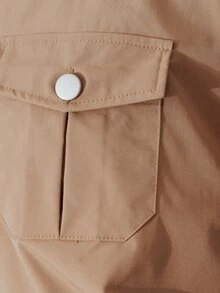 Pimkie Edition Women's Solid Color Zipper Front Cargo Pocket Casual Jacket - Brown - View 7