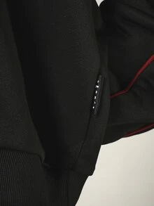 PLAYBOY X SUMWON Rugby Shirt Oversized Long Sleeve Collared Sweatshirt With Number 9 Back Print And Contrast Piping Detail - Black - View 5