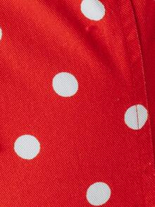Pimkie Edition Atasan Camisole Kasual Serbaguna Wanita dengan Hiasan Renda dan Motif Polkadot - Red and White - View 4