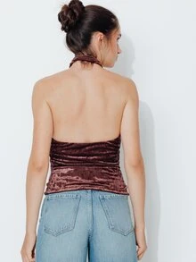 Pimkie Edition Atasan Wanita Model Halter Neck dengan Desain Potongan - Coklat - View 2