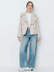 Pimkie Edition Jaket Lengan Panjang Wanita Warna Polos Kasual Serbaguna untuk Sehari-hari - Khaki - View 5