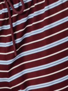 Pimkie Edition Setelan Dua Potong Wanita: Atasan Lengan Panjang dan Celana Panjang Bergaris Merah dan Biru Tua, Pakaian Kasual Sehari-hari - Burgundy - View 5