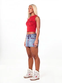 BABYPHAT SDBP469 - TANK TOP WITH GLITTER PRINT - Red - View 4