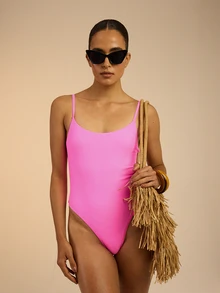 Dancing Leopard Pink High-Leg Swimsuit, Holiday/Vacation Beachwear - Pink - View 4